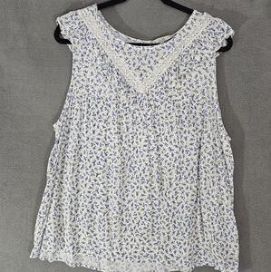 Clockhouse Cottagecore Boho Womens Large Floral Ruffle Neckline Sleeveless